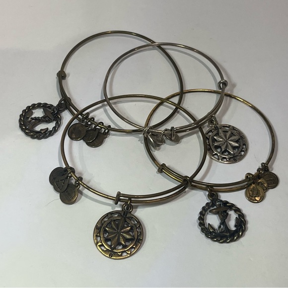 Alex and Ani Nautical Gold and Silver Set of 4 Bracelets - compass & anchor - Picture 1 of 13